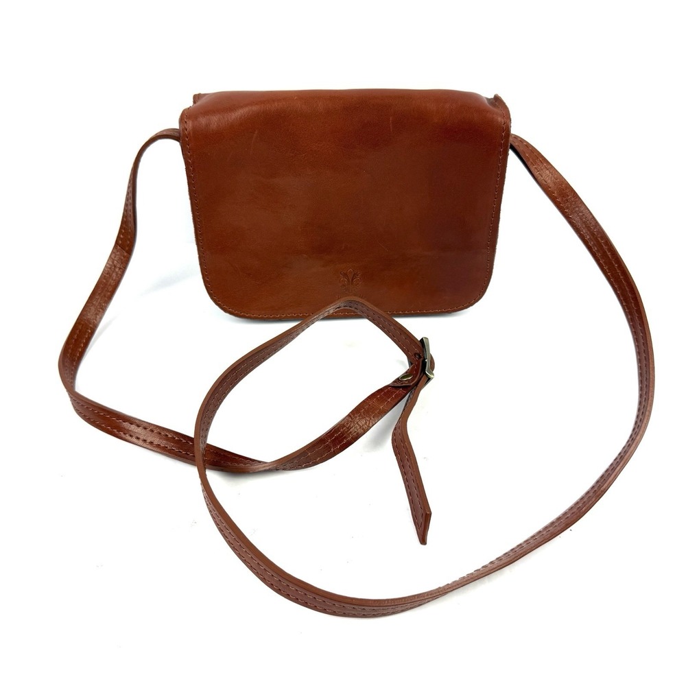 Vera Pelle Crossbody Bag Small Saddle Style Cognac Brown Leather Italian Made